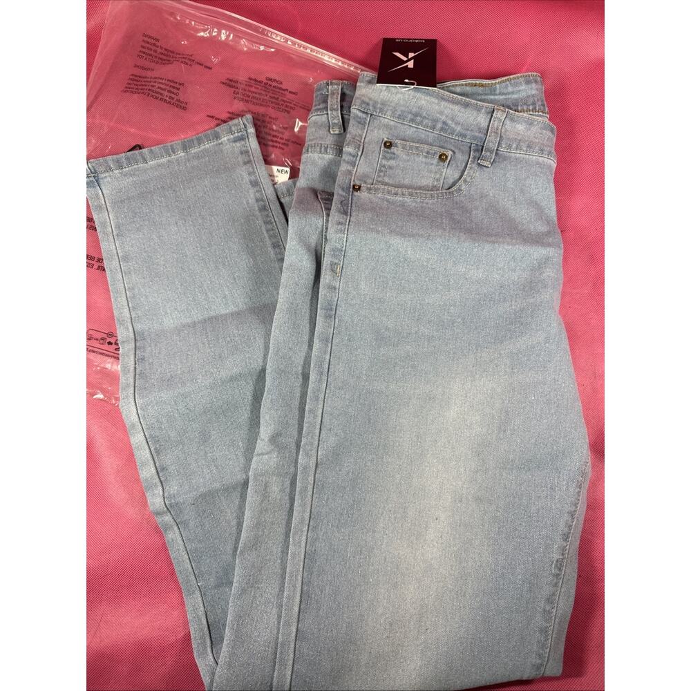 Bakano 34s Light Stone Wash Skinny Slim Fit Denim Mid Rise Jeans New KK